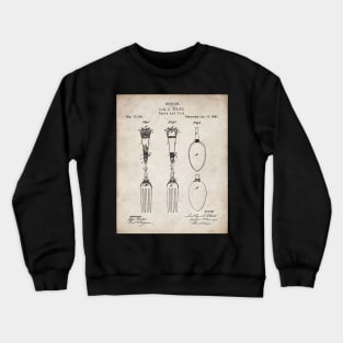 Kitchen Fork Spoon Patent - Chef Cook Farmhouse Decor Art - Antique Crewneck Sweatshirt